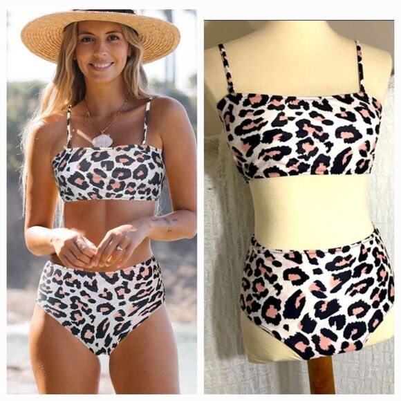 Beachsissi NWT Highwaist Leopard Print Bikini Size M - Picture 1 of 10